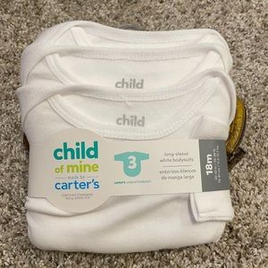 NWT Child of Mine by Carter’s | Long Sleeve White Bodysuits 3ct | Size: 18 month